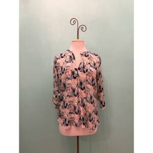 NEW APNY women's tulip floral v-neck with tassel blouse in multi